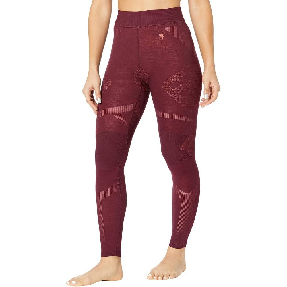 Smartwool Intraknit 200 Merino Wool Leggings Burgundy Base Layer Activewear Sz S